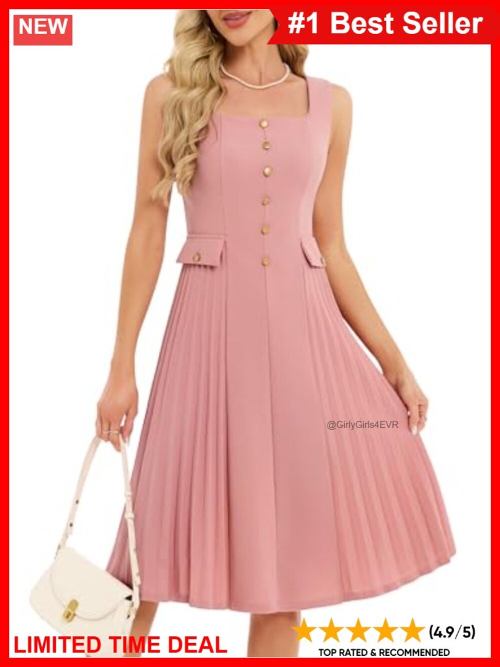 Women's 1950s Vintage Sleeveless Midi A-Line Office Dress